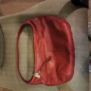 Leather Red Coach hobo style bag